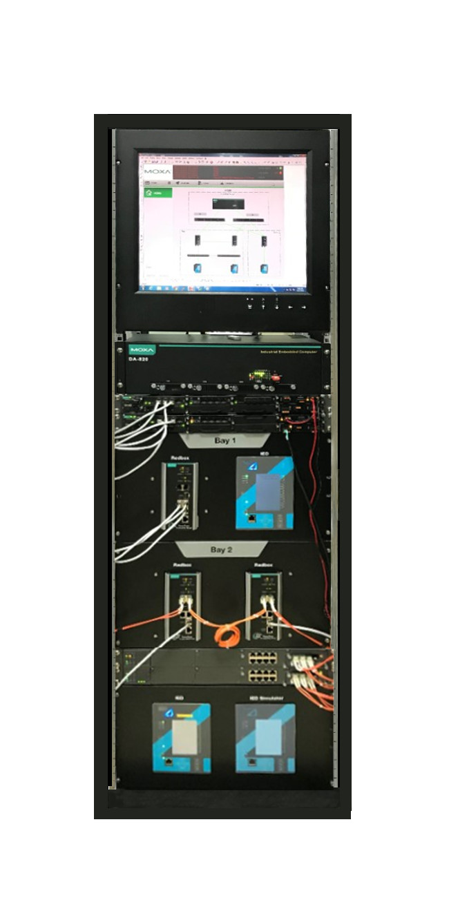 IEC 61850に準拠した変電所向けMoxa PRP/HSR統合型の通信およびコンピューティング・ソリューションのライブ・デモラック
