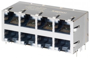 マグネティックジャック85727シリーズ: LED付きギガビット8ポート(2x4)