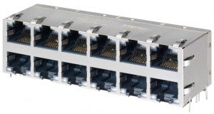 マグネティックジャック85728シリーズ: LED付きギガビット12ポート(2x6)